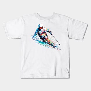 Ski Sport Fast Speed Competition Abstract Kids T-Shirt